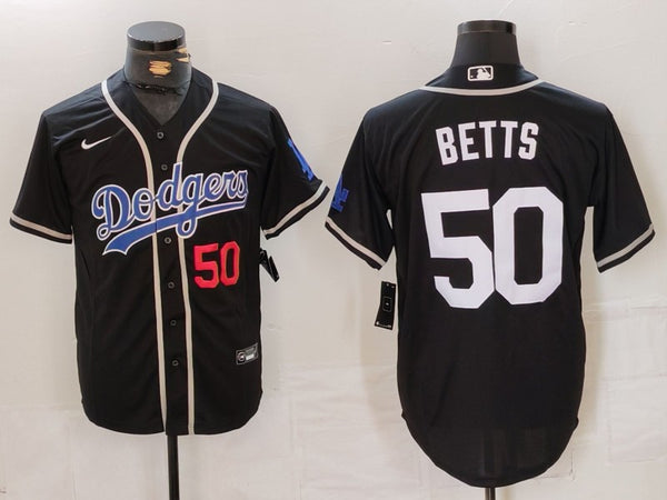 Men's Los Angeles Dodgers Mookie Betts #50 Black Alternate Replica Team Jersey