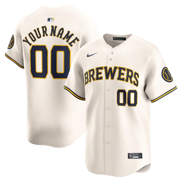 Men's Milwaukee Brewers Cream Home Limited Custom Jersey