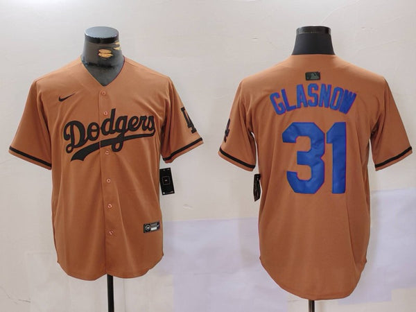 Men's Los Angeles Dodgers Tyler Glasnow #31 Brown Game Player Jersey