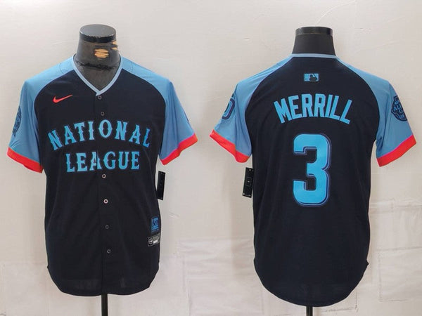 Men's National League Jackson Merrill #3 Navy 2024 MLB All-Star Game Limited Player Jersey