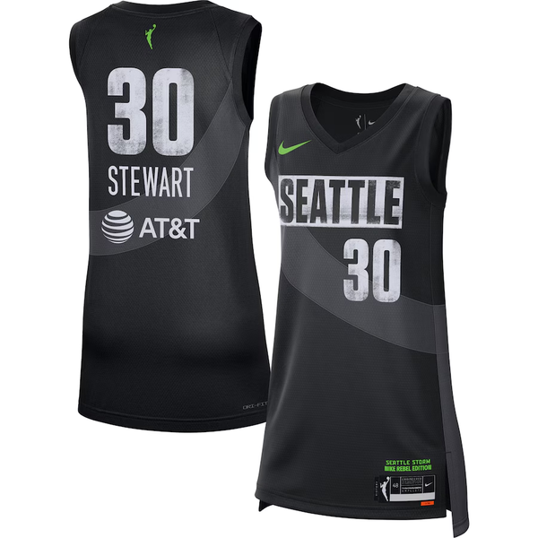 Men's Seattle Storm Breanna Stewart #30 Black Rebel Edition Victory Player Jersey