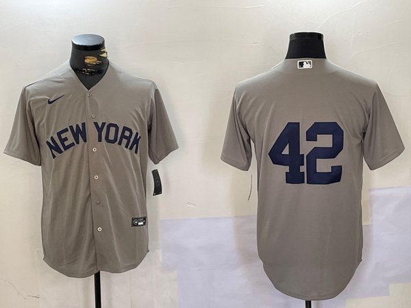 Men's New York Yankees #42 Gray Road 2024 Jackie Robinson Day Elite Jersey