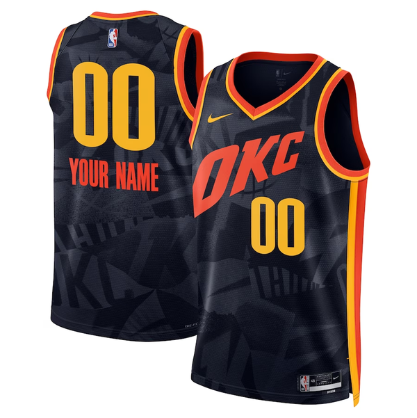 Men's Oklahoma City Thunder Black 2023/24 Custom Swingman Jersey - City Edition