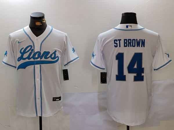 Men's Detroit Lions Amon-Ra St. Brown #14 White Player Jersey