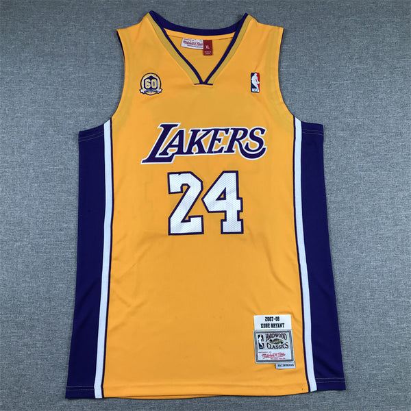 Men's Los Angeles Lakers Kobe Bryant #24 Gold 2007-08 Hardwood Classics Swingman Jersey