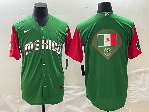 Men's 2023 World Baseball Classic Mexico Green/Red Player Jersey