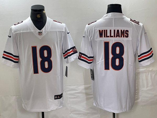 Men's Chicago Bears Caleb Williams #18 White 2024 NFL Draft First Round Pick Player Game Jersey