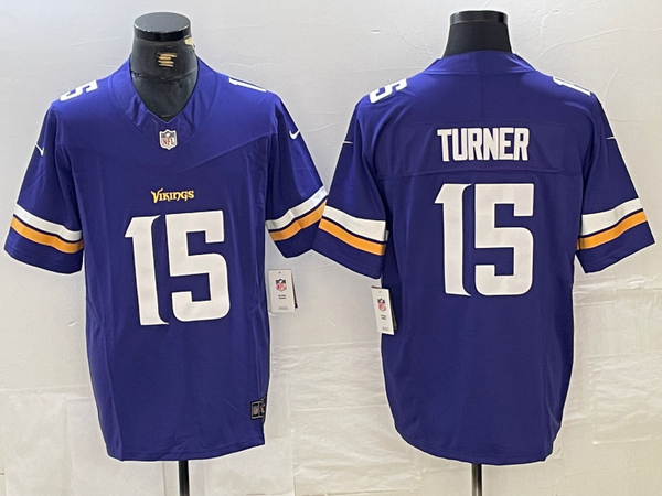 Men's Minnesota Vikings Dallas Turner #15 Purple Player Game Jersey