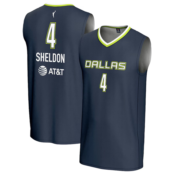 Men's Dallas Wings Jacy Sheldon #4 Navy Player Jersey