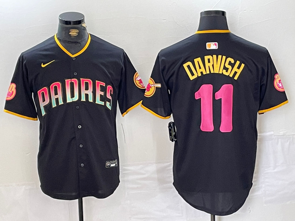 Men's San Diego Padres Yu Darvish #11 Black Replica Player Jersey