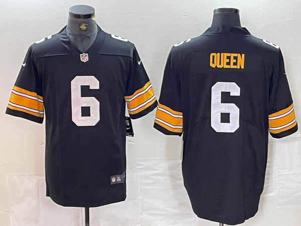 Men's Pittsburgh Steelers Patrick Queen #6 Black Player Game Jersey