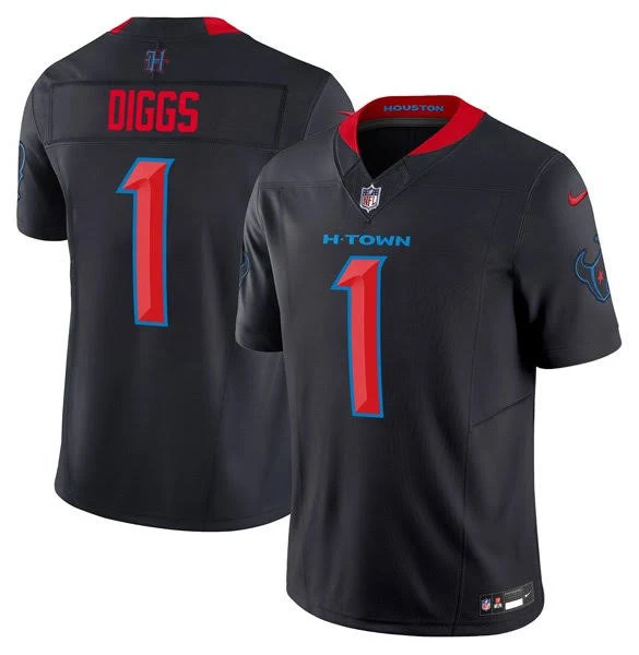 Men's Houston Texans Stefon Diggs #1 Navy 2nd Alternate Game Jersey