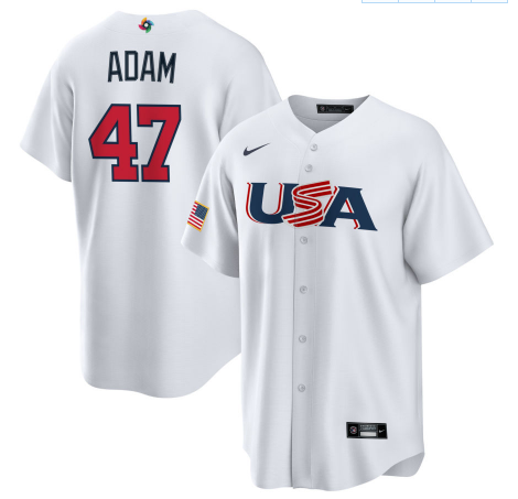 Men's 2023 World Baseball Classic #47 Jason Adam USA White Jersey