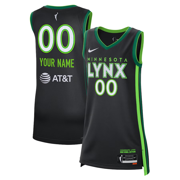 Men's Minnesota Lynx Black 2023 Rebel Edition Victory Custom Player Jersey