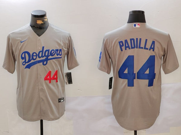 Men's Los Angeles Dodgers Vicente Padilla #44 Gray Replica Player Jersey