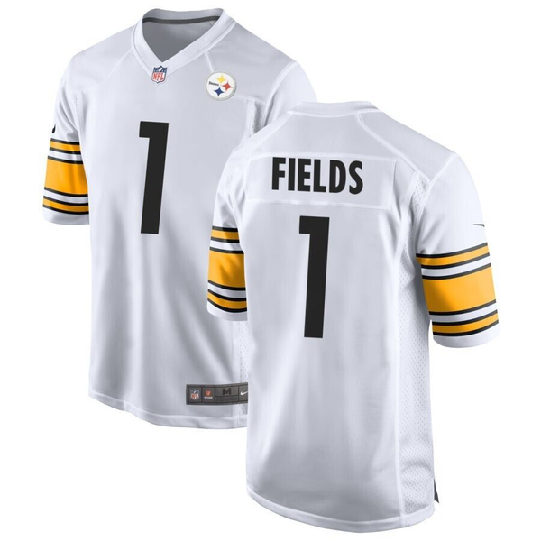 Men's Pittsburgh Steelers Justin Fields #1 White Game Jersey