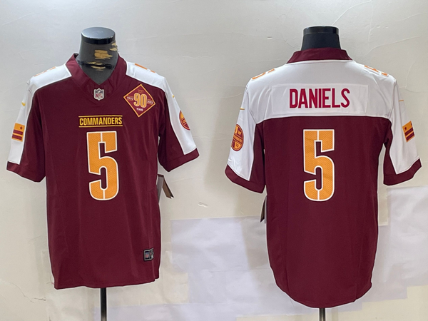 Men's Washington Commanders Jayden Daniels #5 Burgundy Player Game Jersey