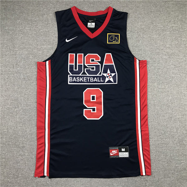 Men's Michael Jordan #9 Navy Dri-fit Team USA Stitched Basketball Jersey