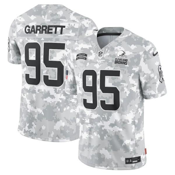 Men's Cleveland Browns Myles Garrett #95 Arctic Camo 2024 Salute to Service Limited Jersey