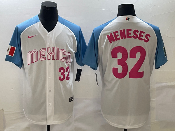 Men's 2023 World Baseball Classic #32 Joey Meneses Mexico White Jersey