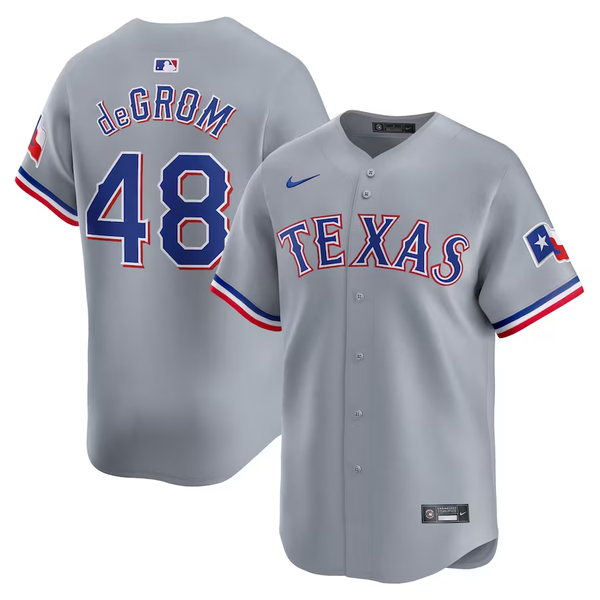 Men's Texas Rangers Jacob deGrom #48 Gray Away Limited Player Jersey