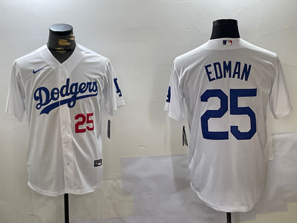 Men's Los Angeles Dodgers Tommy Edman #25 White Home Replica Player Jersey