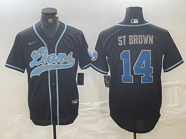 Men's Detroit Lions Amon-Ra St. Brown #14 Black Player Jersey