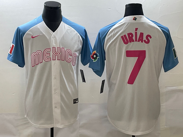 Men's 2023 World Baseball Classic #7 Julio Urias Mexico Jersey White