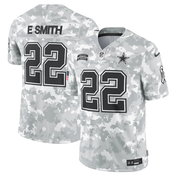 Men's Dallas Cowboys Emmitt Smith #22 Arctic Camo 2024 Salute to Service Retired Player Limited Jersey