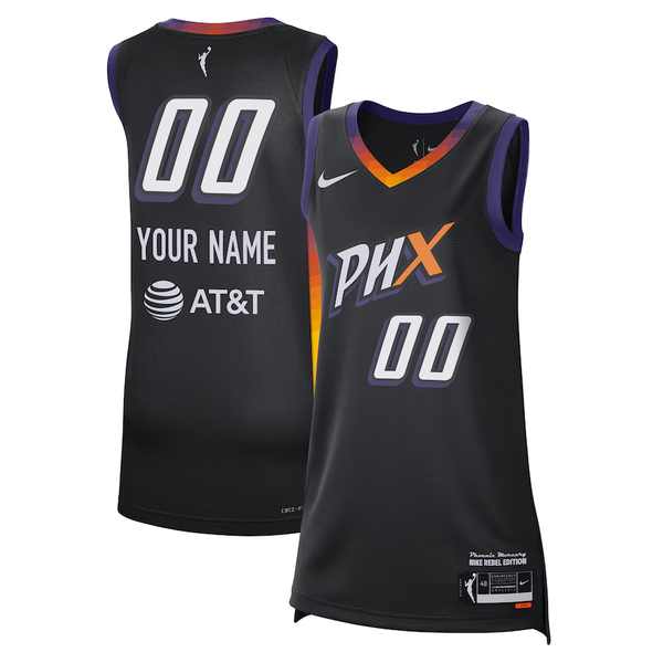 Men's Phoenix Mercury Black 2024 Rebel Edition Custom Jersey