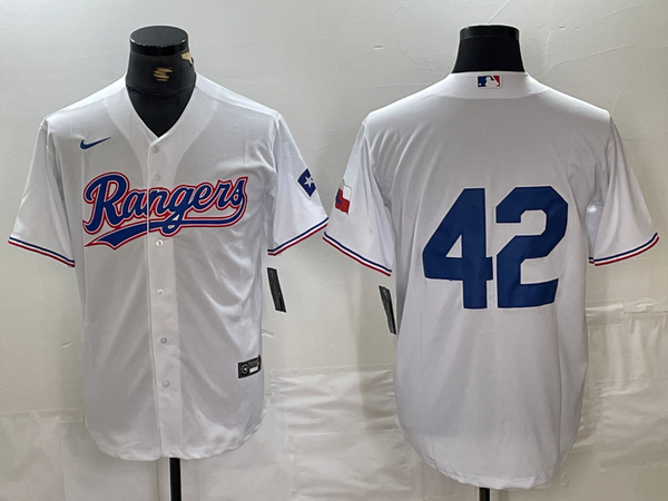 Men's Texas Rangers #42 White 2024 Jackie Robinson Day Home Limited Jersey