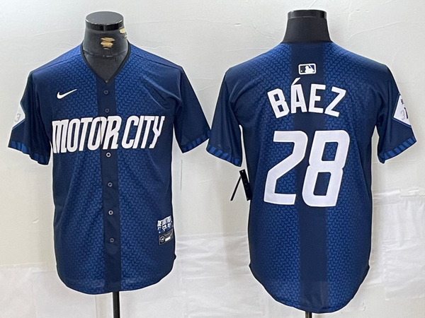 Men's Detroit Tigers Javier Baez #28 Navy 2024 City Connect Limited Player Jersey