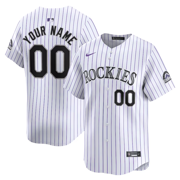 Men's Colorado Rockies White Home Limited Custom Jersey