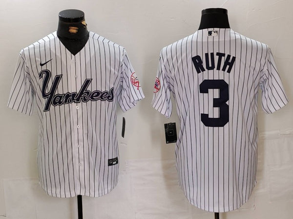 Men's New York Yankees Babe Ruth White Replica Player Jersey