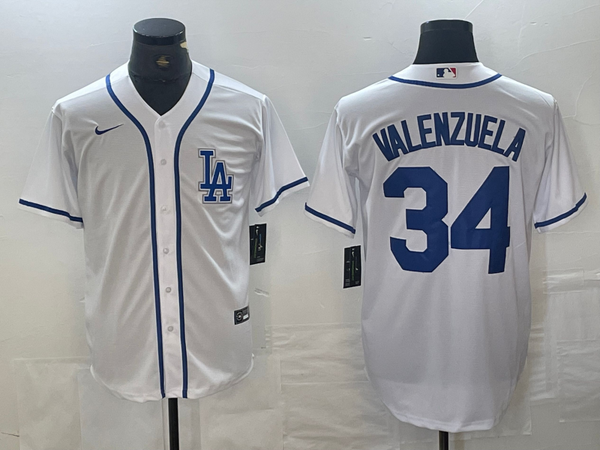 Men's Los Angeles Dodgers Fernando Valenzuela #34 White Limited Player Jersey