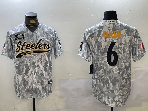 Men's Pittsburgh Steelers Patrick Queen #6 Arctic Camo 2024 Salute to Service Player Jersey