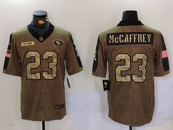 Men's San Francisco 49ers Christian McCaffrey #23 Brown Game Player Jersey