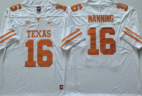 Men's Texas Longhorns Arch Manning #16 White Replica Player Jersey