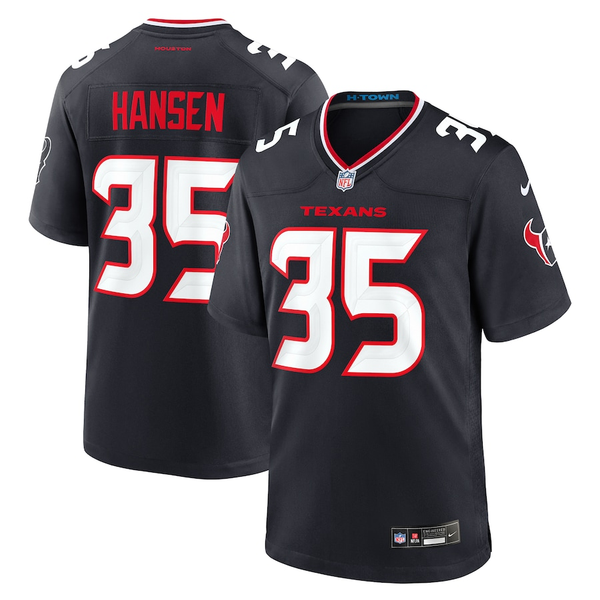 Men's Houston Texans Jake Hansen #35 Navy Team Game Jersey