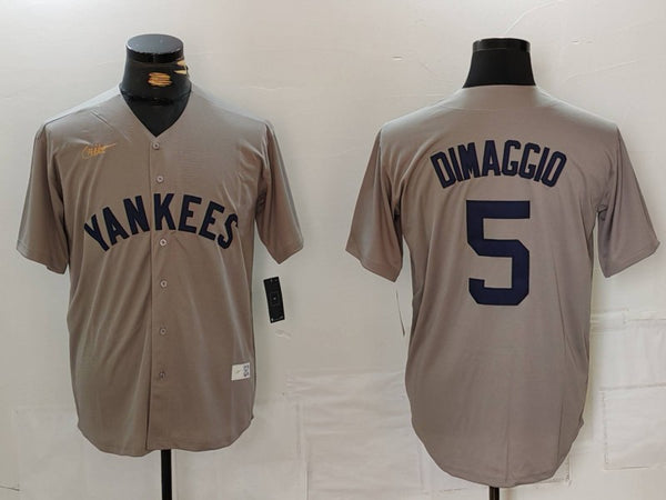 Men's New York Yankees Joe Dimaggio #5 Gray Road Cooperstown Collection Player Jersey