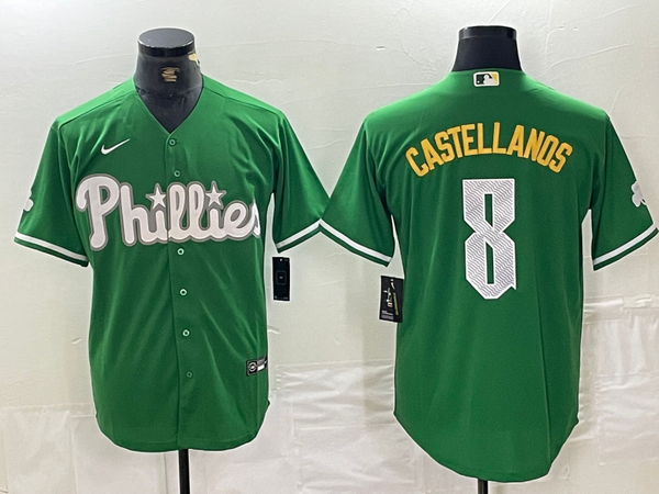 Men's Philadelphia Phillies Nick Castellanos #8 Green Replica Player Jersey