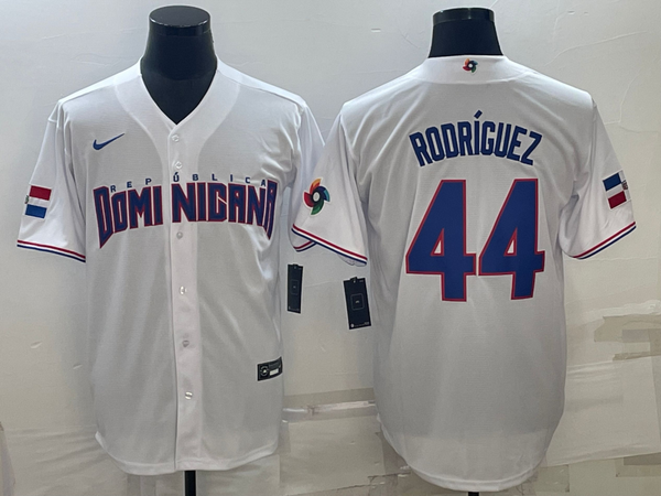 Men's 2023 World Baseball Classic #44 Julio Rodriguez Dominican Republic White Jersey