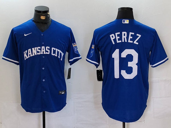 Men's Kansas City Royals Salvador Perez #13 Royal Replica Player Jersey