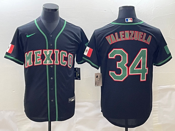 Men's 2023 World Baseball Classic #34 Fernando Valenzuela Mexico Black Jersey