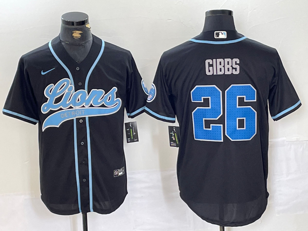 Men's Detroit Lions Jahmyr Gibbs #26 Black Game Jersey