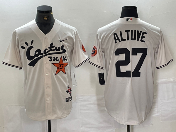 Men's Houston Astros Jose Altuve #27 White Limited Player Jersey