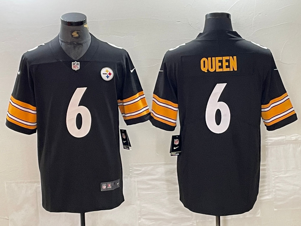 Men's Pittsburgh Steelers Patrick Queen #6 Black Game Jersey