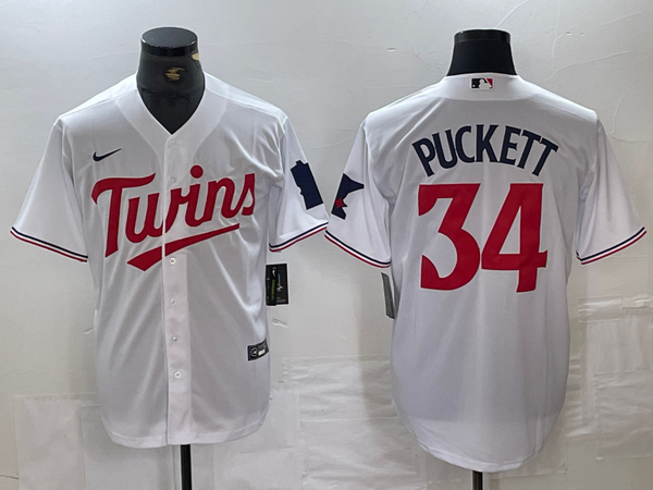 Men's Minnesota Twins Kirby Puckett #34 White Replica Player Jersey