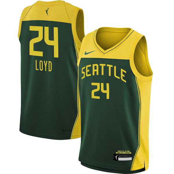 Men's Seattle Storm Jewell Loyd #24 Green 2021 Explorer Edition Victory Player Jersey