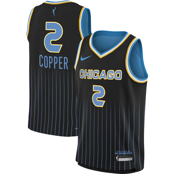 Men's Chicago Sky Kahleah Copper #2 Black 2021 Explorer Edition Victory Player Jersey